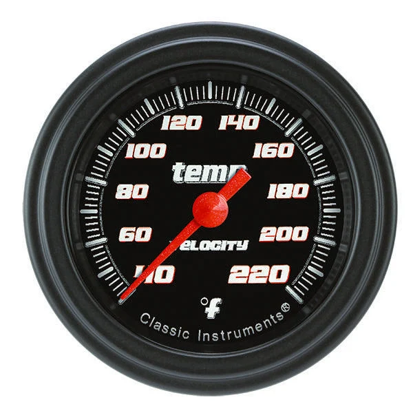 Classic Instruments VS129BBLF - Velocity Black 2 1/8" Stock Eliminator Temp. Gauge