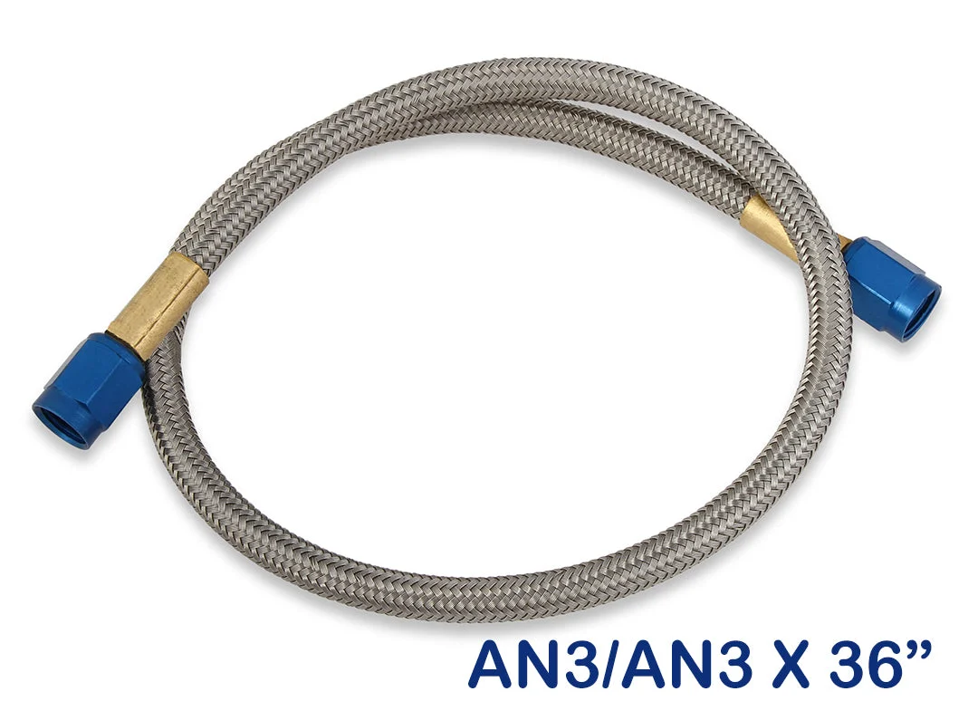 NOS Stainless Steel Braided Hose -3AN 3-foot Blue