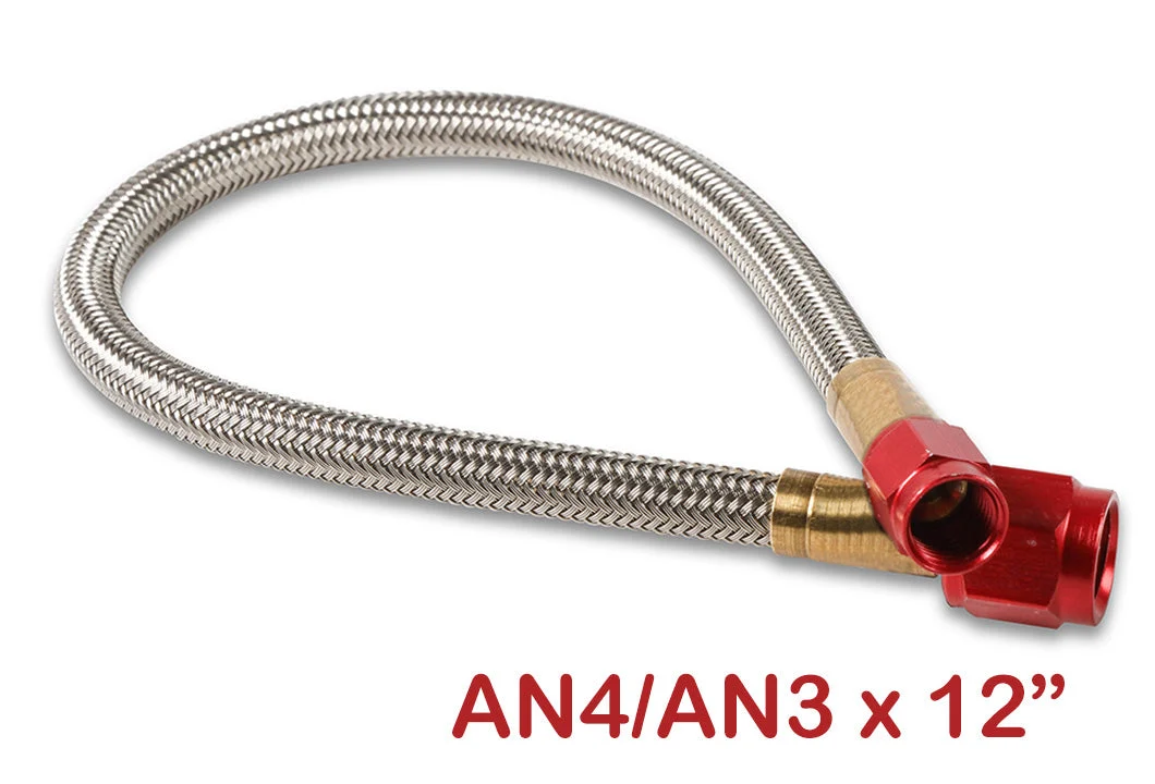NOS Stainless Steel Braided Hose -4AN to -3AN 1-foot Red