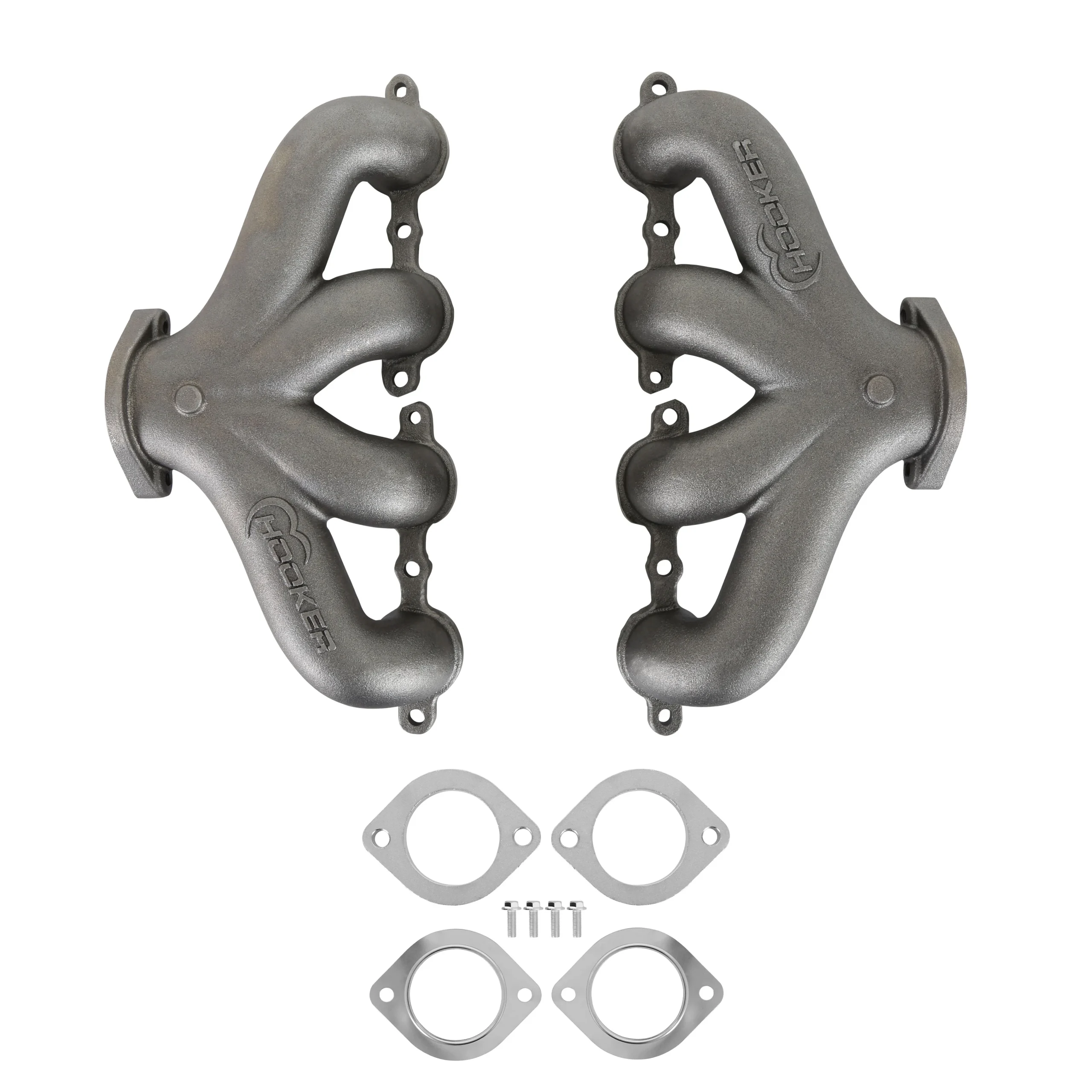Hooker BlackHeart LS Swap Exhaust Manifolds - Center Dump - Natural Cast