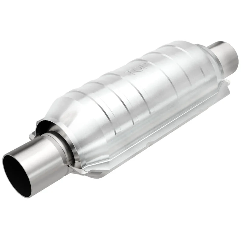 MagnaFlow Univ Cat Conv 2in Inlet/Outlet Ctr/Ctr Round 11in Body L x 5.125in W x 15in Overall L