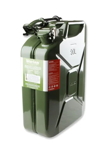 Jerry Can - Green - 5.3 Gallon (20 Liter) - Steel w/ Safety Cap & Spout - C.A.R.B. EO #G-14-079