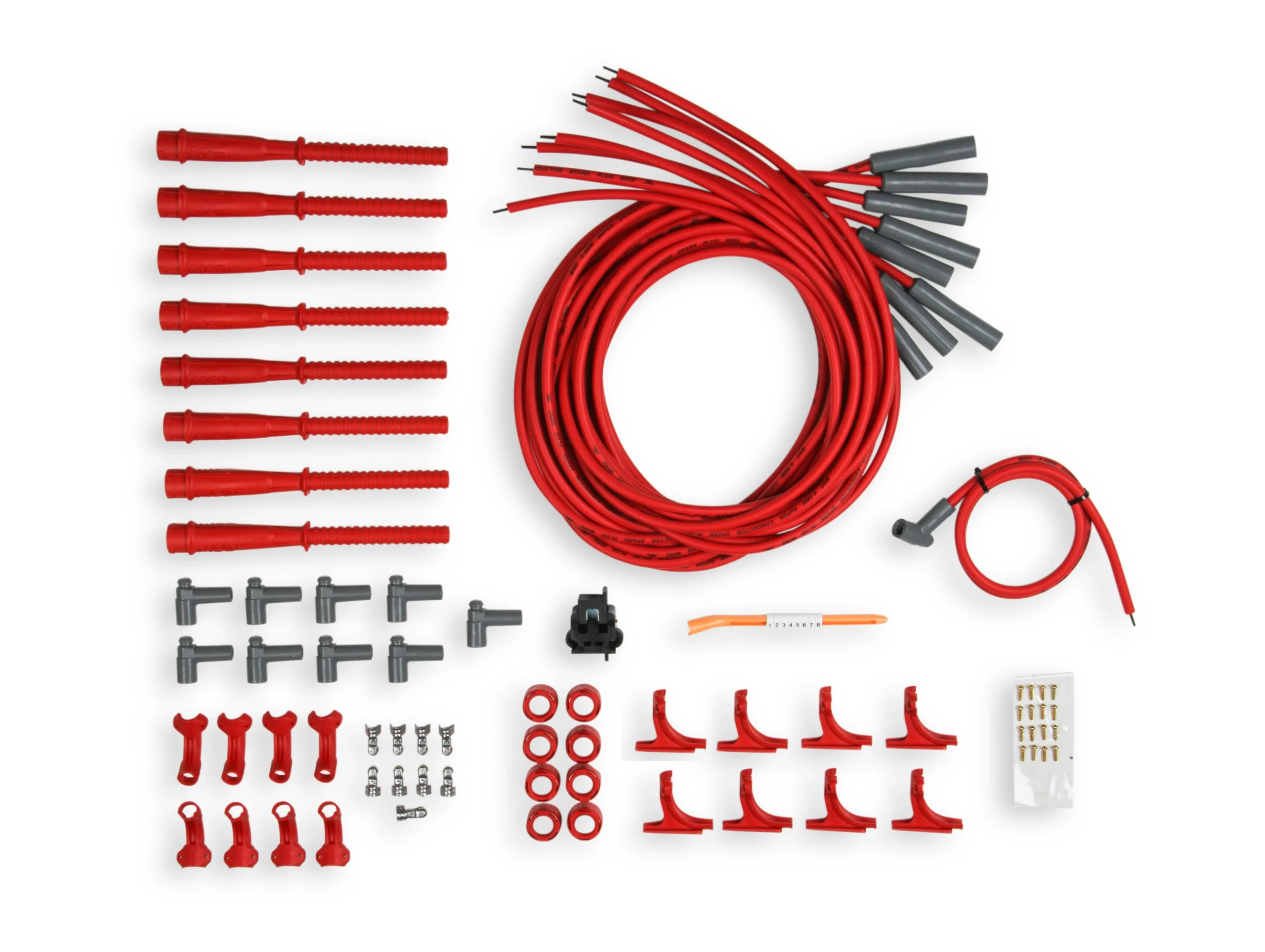 Single Hemi Wire Set, Super Conductor 8.5mm Wire Set, Red