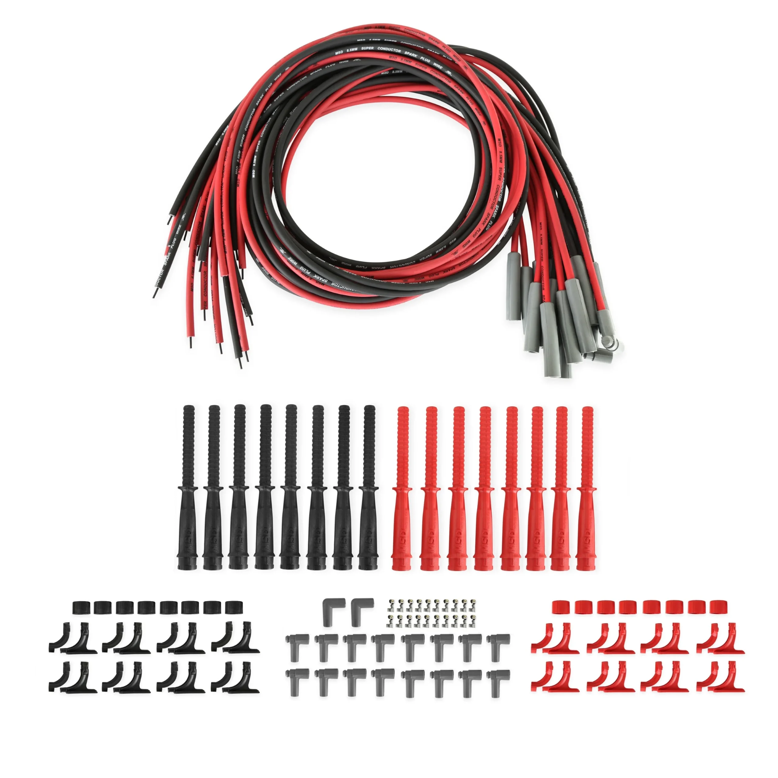 For use on Dual Plug Hemi Engines, Red and Black Wire Set and Tubes.