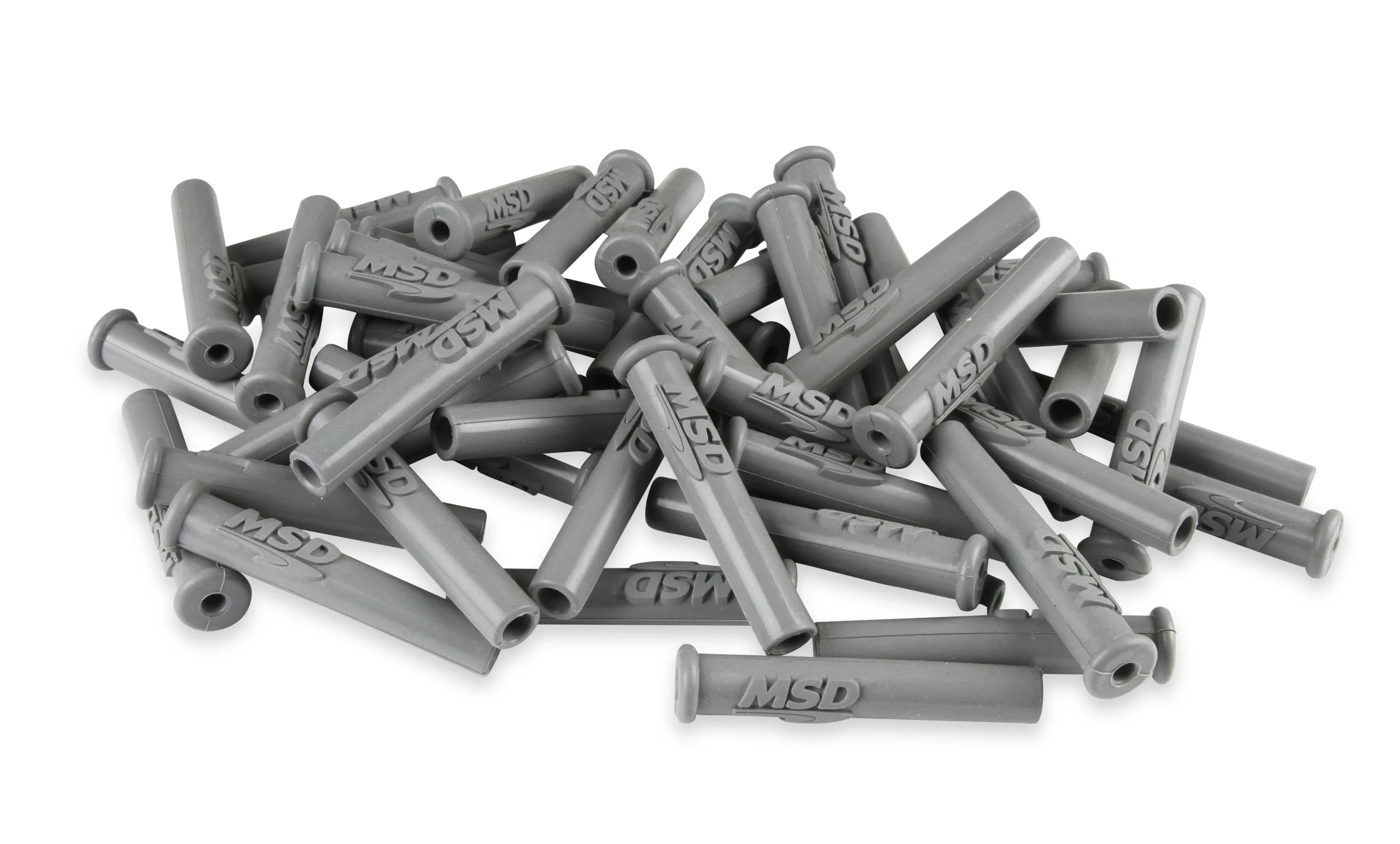 Spark Plug Boots, Straight/Multi-Angle, with MSD Logo Gray Silicone, 50EA