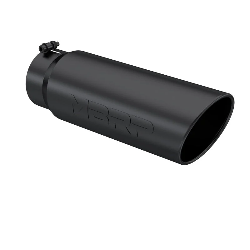 MBRP Universal Tip 6in OD Angled Rolled End 5in Inlet 18in Length Black Finish Exhaust