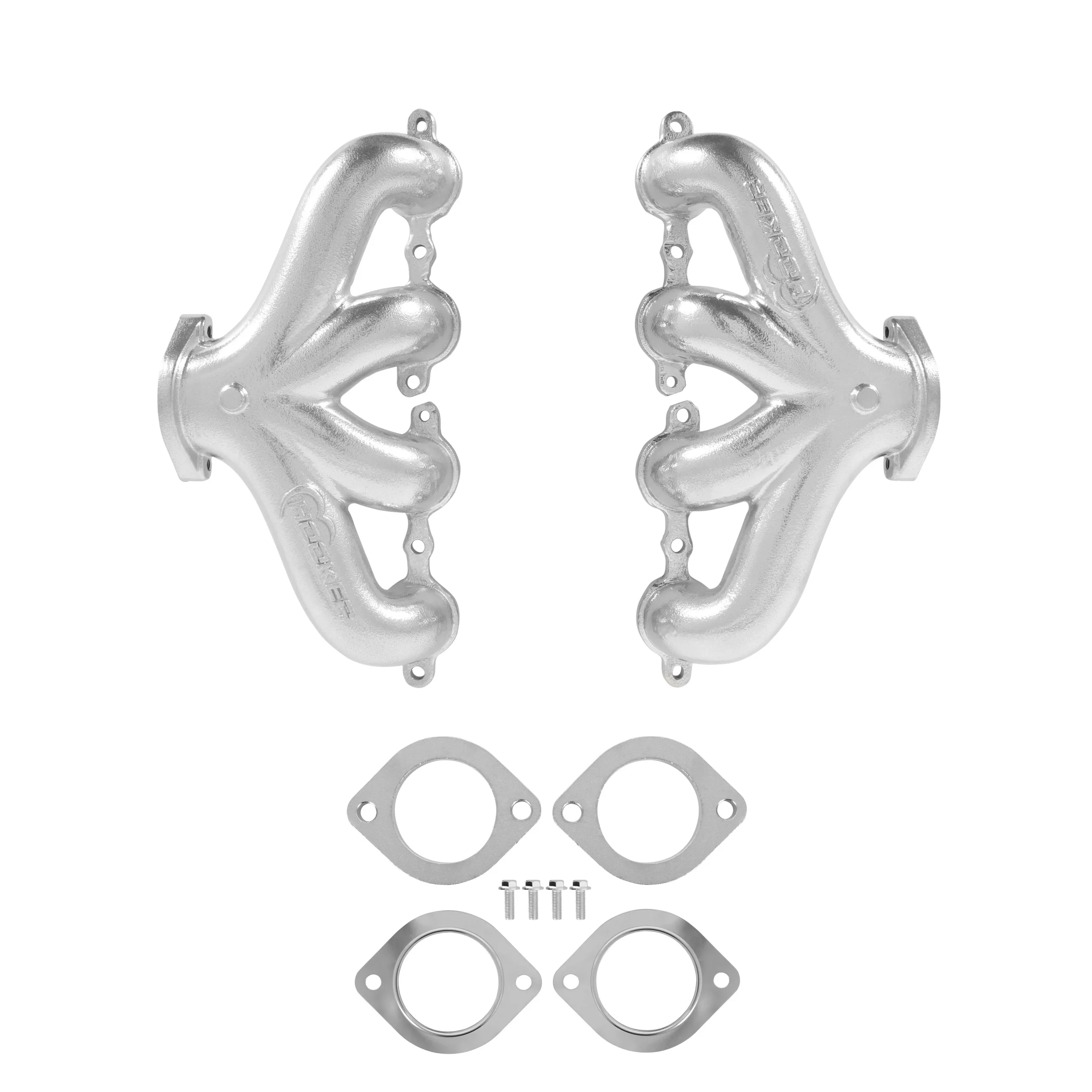 Hooker BlackHeart LS Swap Exhaust Manifolds - Center Dump - Silver Ceramic