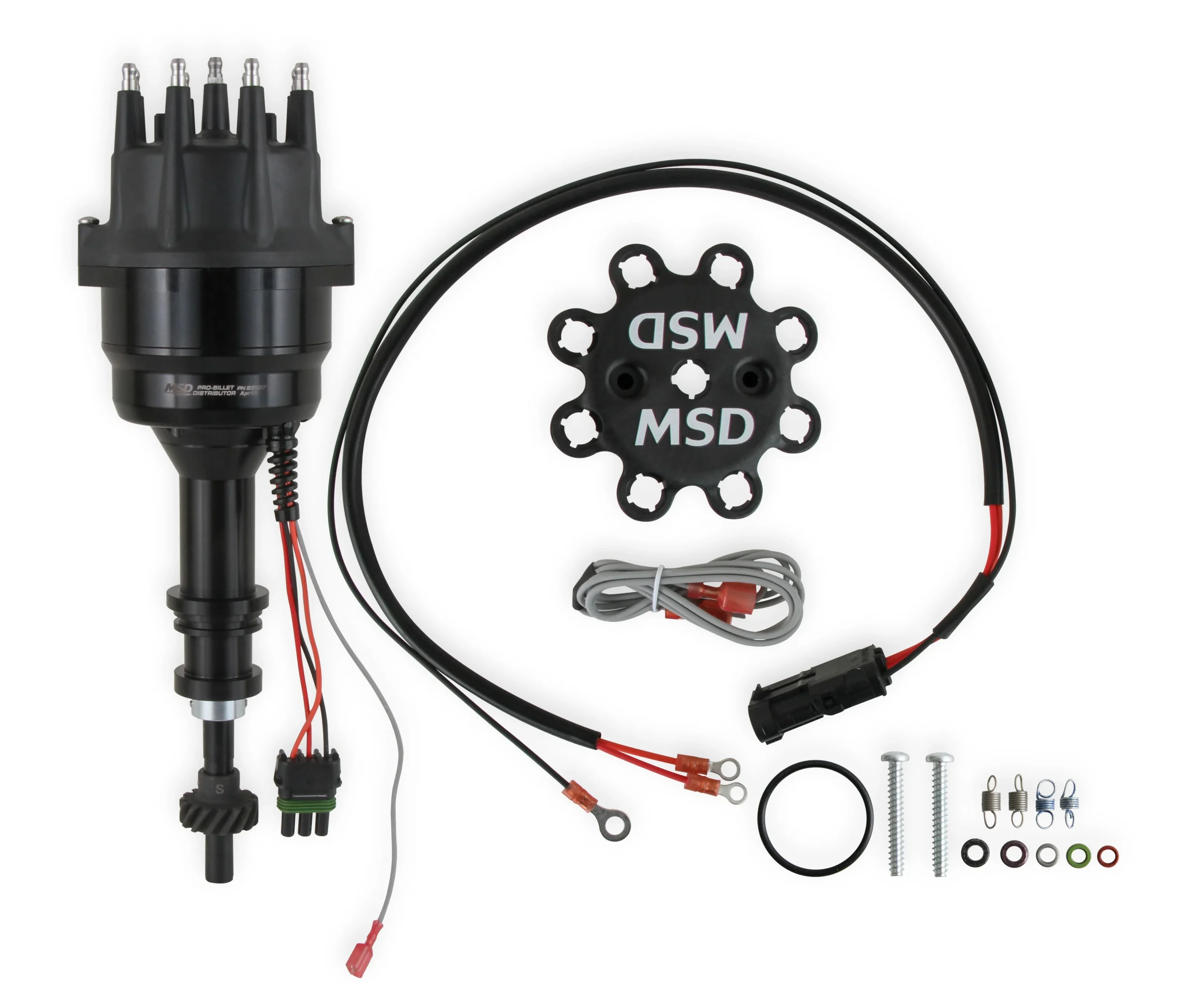 MSD Ready-to-Run Black Marine Distributor Ford 351C-460, Steel Gear