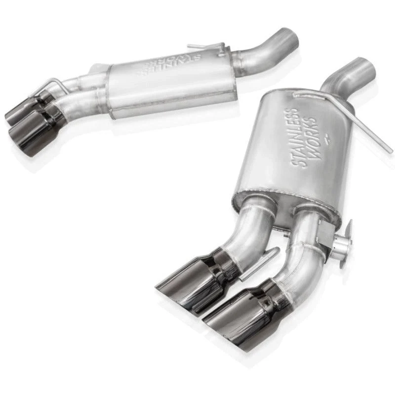 Stainless Works 16-21 Camaro SS 3in Original Factory Connect Axle Back w/Valve - 4in Quad Black Tips