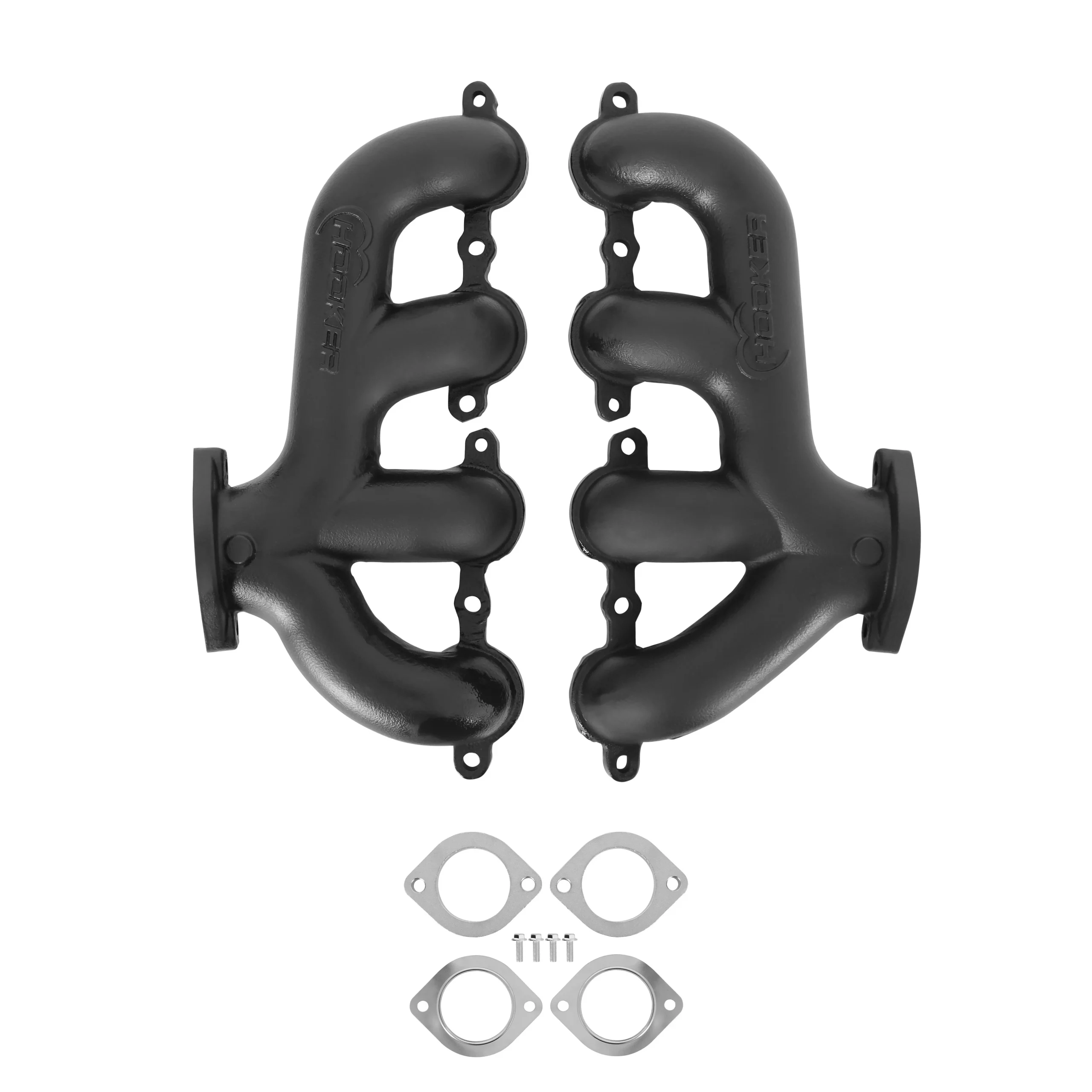 Hooker BlackHeart LS Swap Exhaust Manifolds - Rear Dump - Black