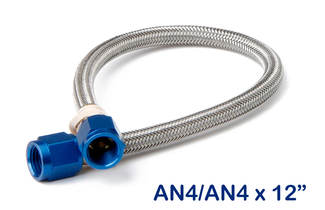 NOS Stainless Steel Braided Hose -4AN 1-foot Blue