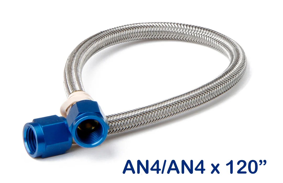 NOS Stainless Steel Braided Hose -4AN 10-foot Blue