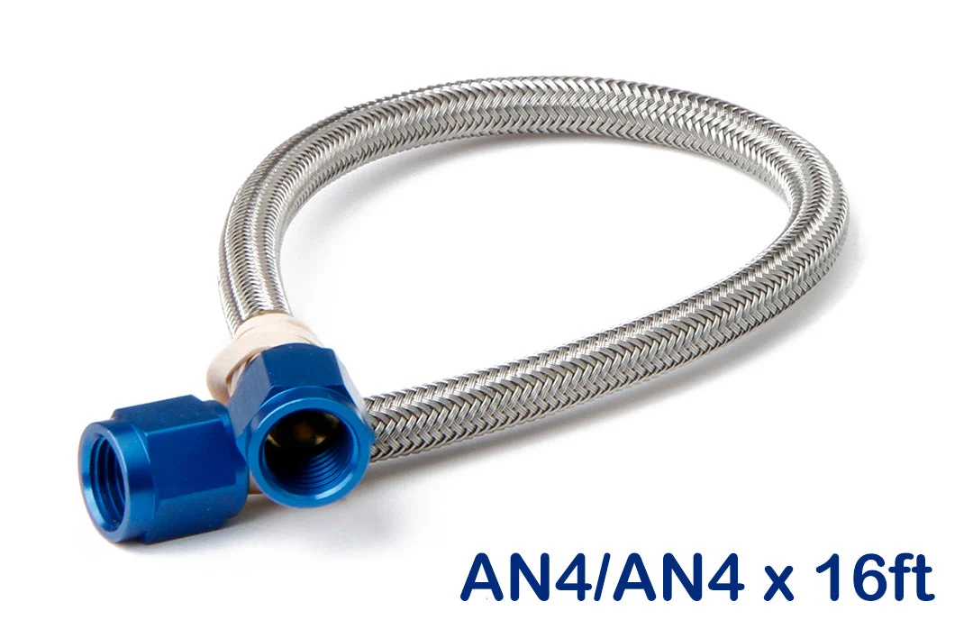 NOS Stainless Steel Braided Hose -4AN 16-foot Blue