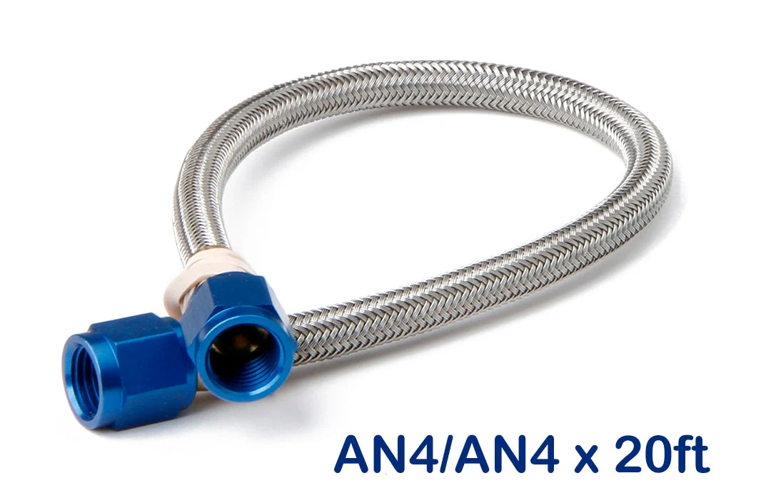 NOS Stainless Steel Braided Hose -4AN 20-foot Blue