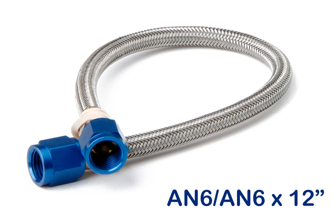 NOS Stainless Steel Braided Hose -6AN 1-foot Blue