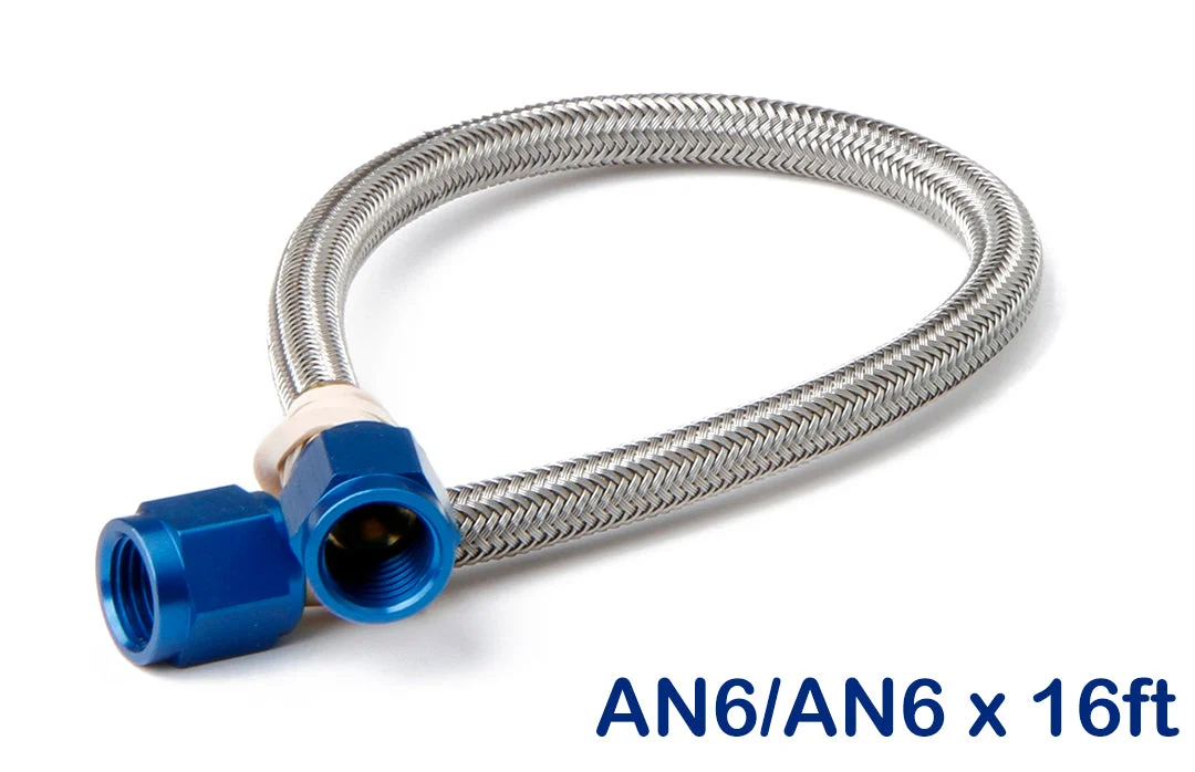 NOS Stainless Steel Braided Hose -6AN 16-foot Blue