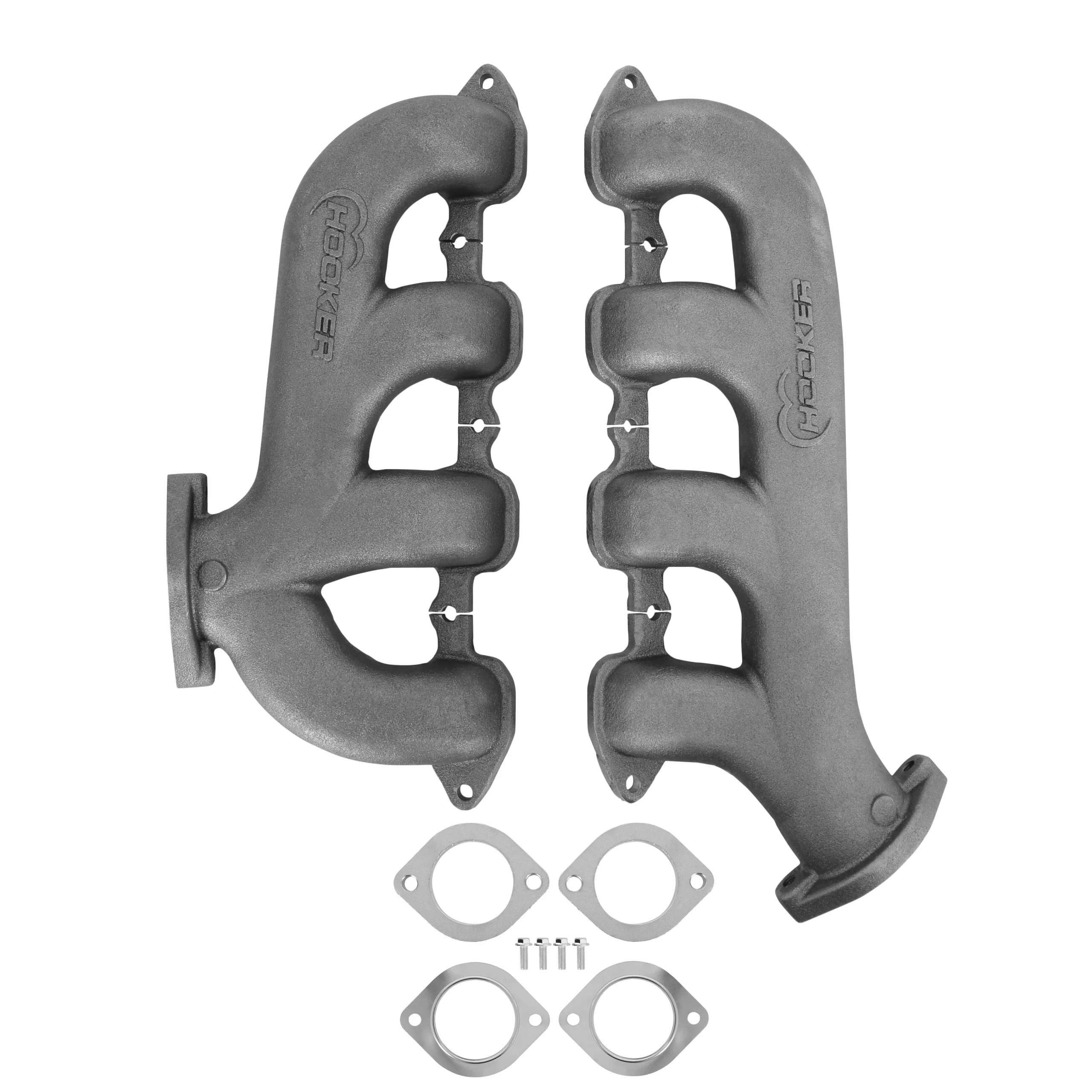 Hooker BlackHeart LT Swap Exhaust Manifolds - Rear Dump SBC Exit - Natural Cast