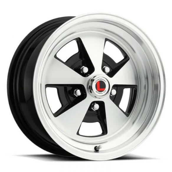 Legendary Wheels Flat 5 - 15 x 7 in. - 5 x 4.5 - 4.25 BS - Gloss Black/Machined 'LW67-50754A