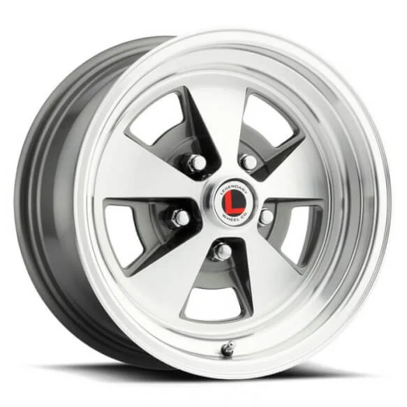 Legendary Wheels Flat 5 - 15 x 7 in. - 5 x 4.5 - 4.25 BS - Charcoal/Machined 'LW67-50754B