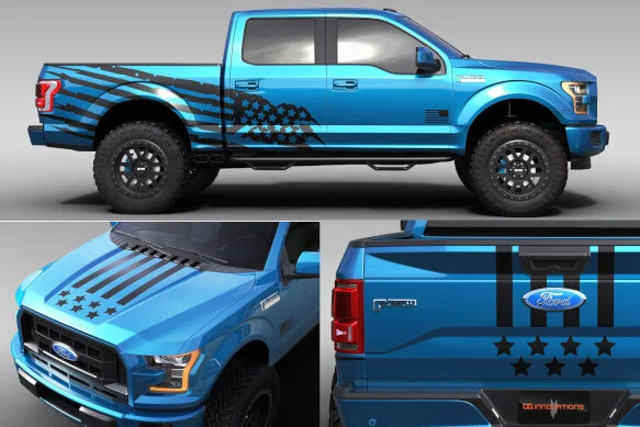 OG Innovations Battle Born Stars and Stripes Graphics Package Truck Satin Black