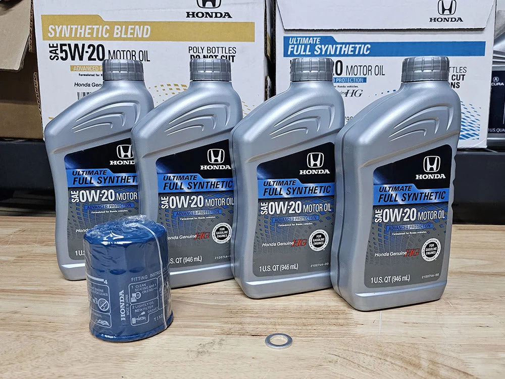 OEM Honda Ultimate 0W-20 Full Synthetic Oil Change Kit – 4 Quarts, Filter & Washer Civic CR-V Accord w/ 1.5T Engine