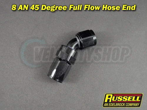 Russell -8 AN Full Flow 45 Degree Hose End Fitting Black