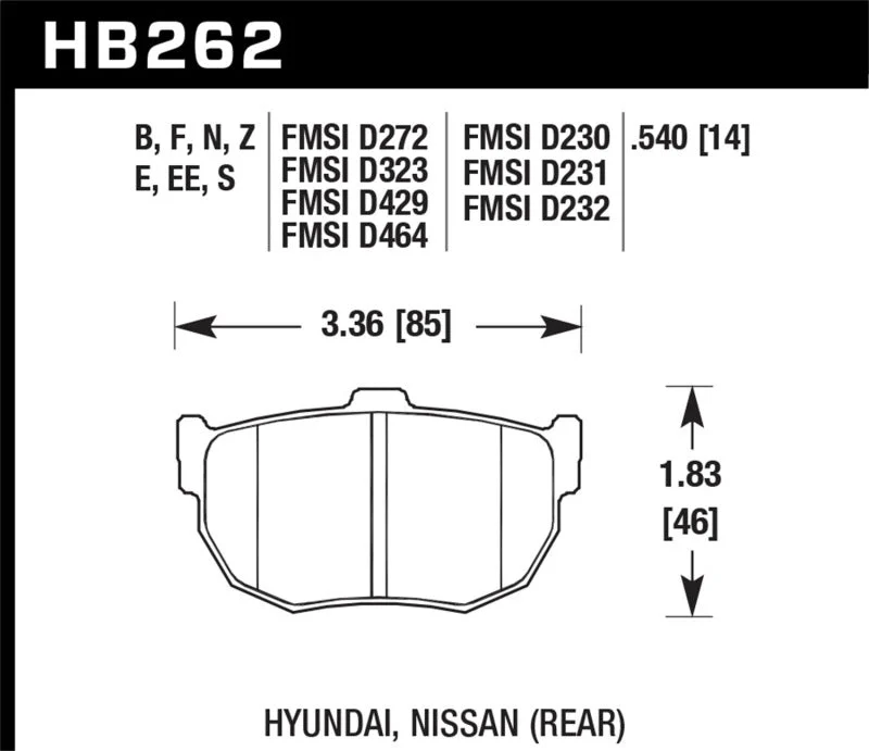 Hawk HP+ Street Rear Brake Pads | HB262N.540