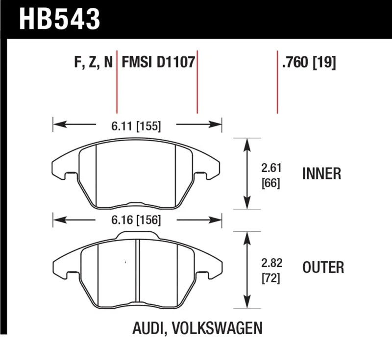 Hawk HP+ Street Brake Pads | HB543N.760