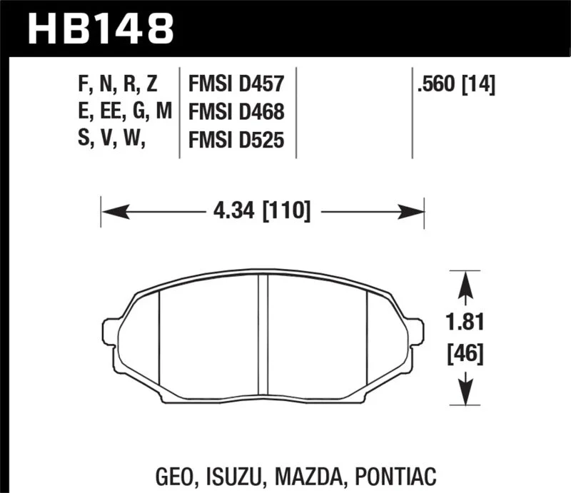 Hawk HP+ Street Front Brake Pads (D525) | HB148N.560