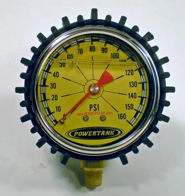 Tire Inflator Gauge Liquid Filled 2.5 Inch 0-160 PSI 1/8 Inch Lower Stem Includes Rubber Cover Power Tank - GAU-0160L