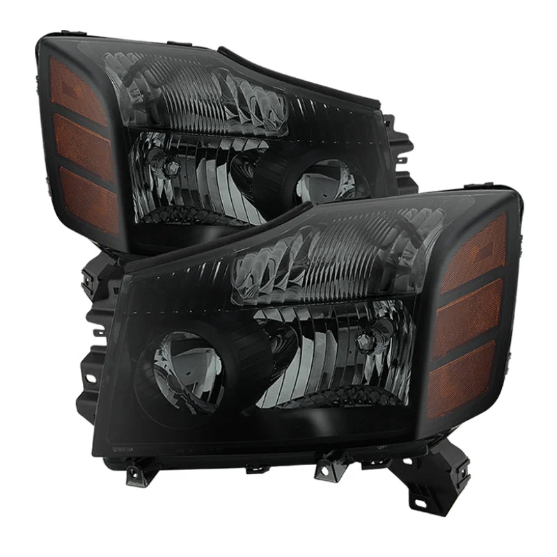 Xtune Nissan Titan 04-14 (04-07 OE Style ) OEM Amber Head Lights Set Black Smoked HD-JH-NTI04-AM-BSM